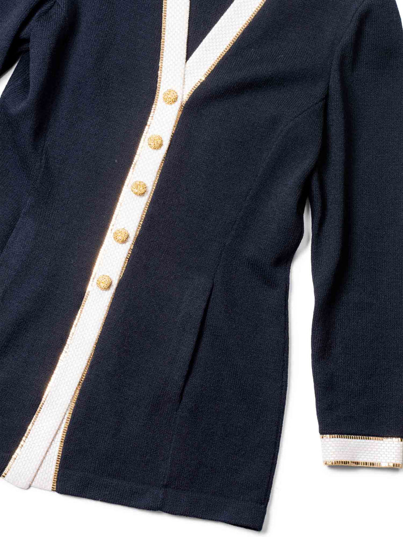 St John Knit Tweed Jacket Black Ivory-designer resale