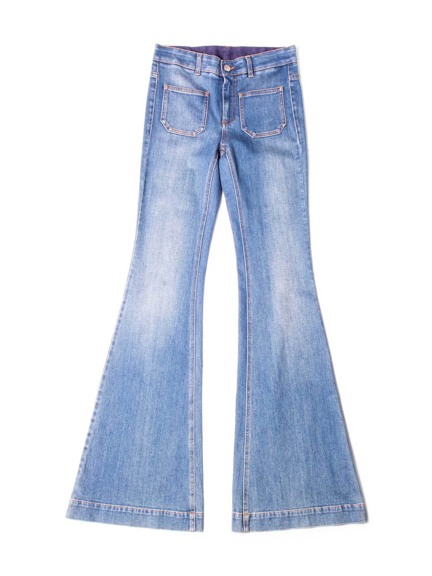 Stella McCartney Flared Front Patch Pocket Jeans Blue-designer resale