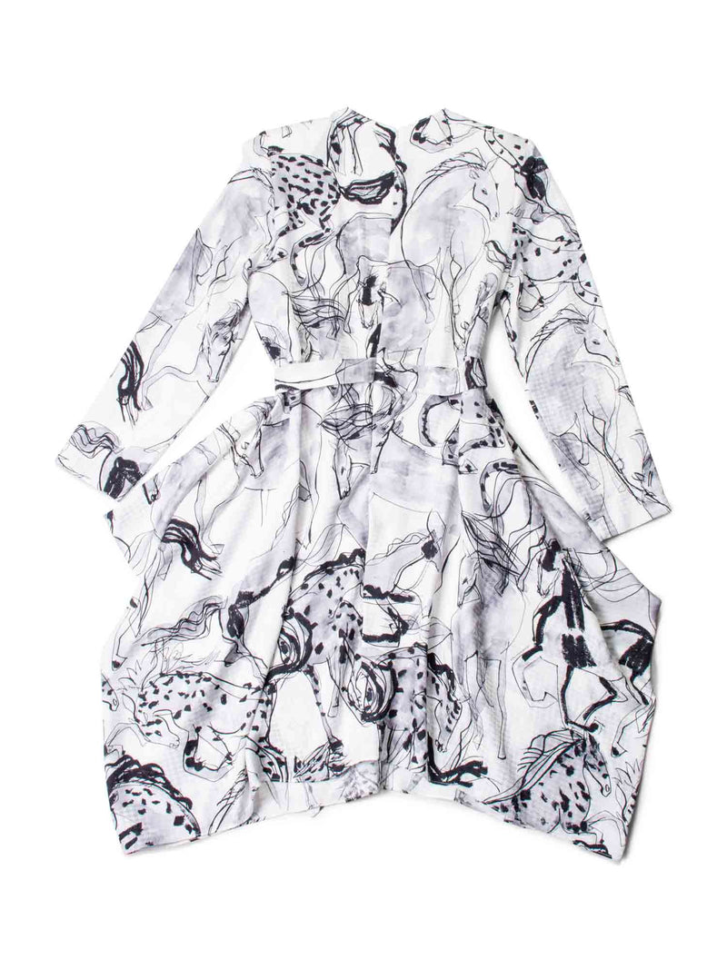Stella McCartney Silk Equestrian Asymmetric Belted Dress Black White-designer resale
