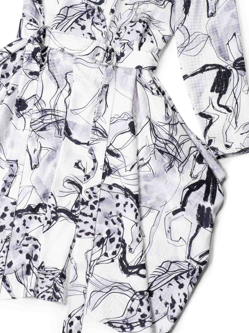 Stella McCartney Silk Equestrian Asymmetric Belted Dress Black White Stella McCartney Silk Equestrian Asymmetric Belted Dress Black White