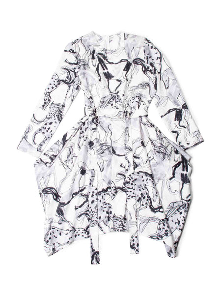Stella McCartney Silk Equestrian Asymmetric Belted Dress