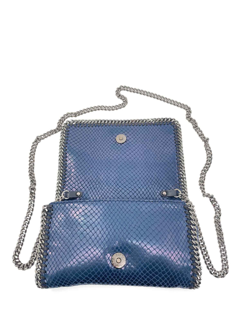 Stella McCartney Vegan Snakeskin Messenger Bag Blue-designer resale