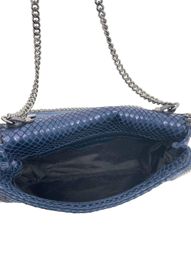 Stella McCartney Vegan Snakeskin Messenger Bag Blue-designer resale