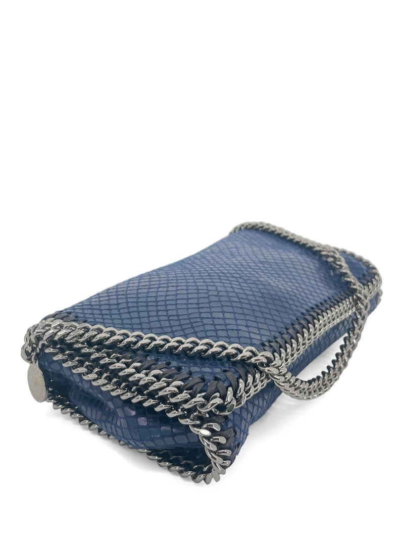 Stella McCartney Vegan Snakeskin Messenger Bag Blue-designer resale