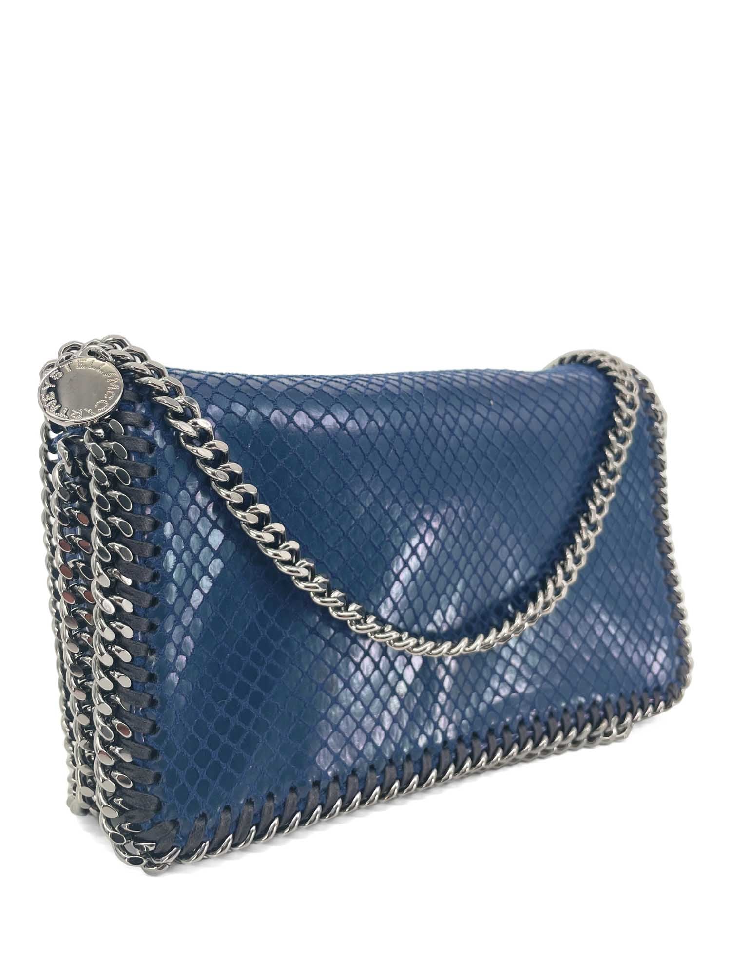 Stella McCartney Vegan Snakeskin Messenger Bag Blue-designer resale