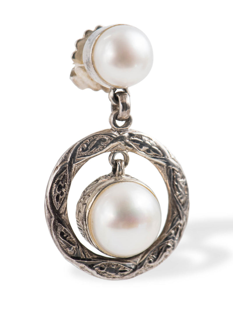 Stephen Dweck Sterling Silver Pearl Drop Earrings-designer resale