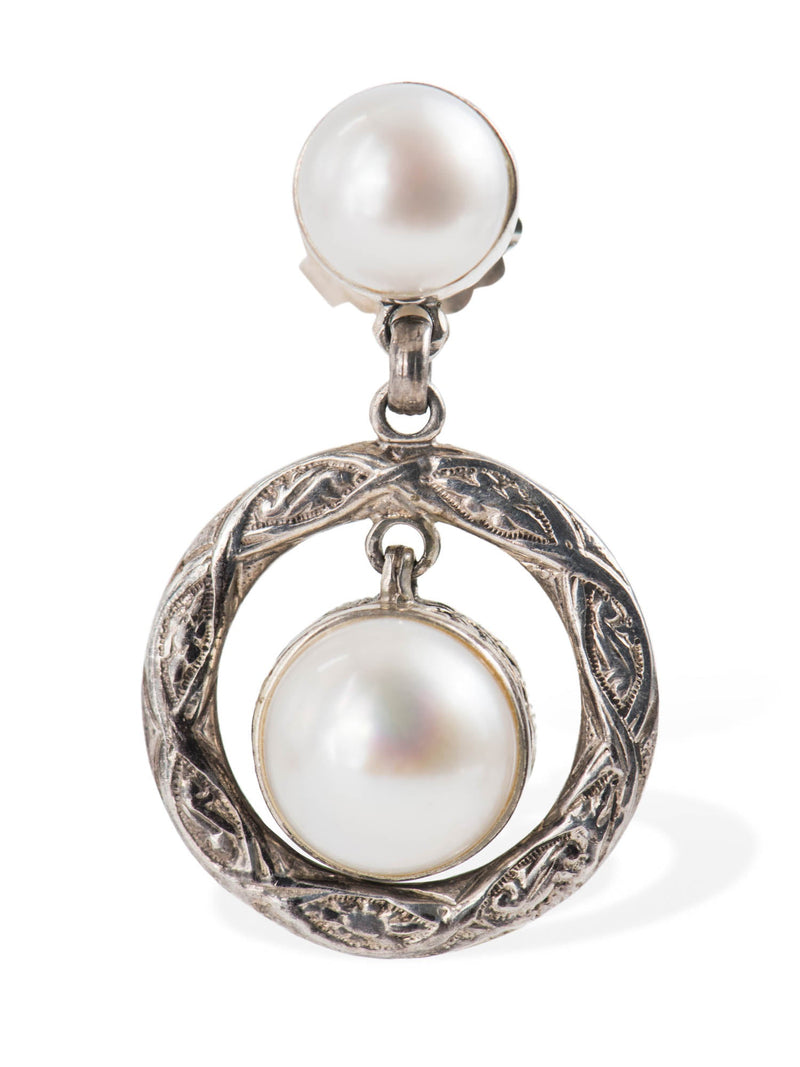 Stephen Dweck Sterling Silver Pearl Drop Earrings-designer resale