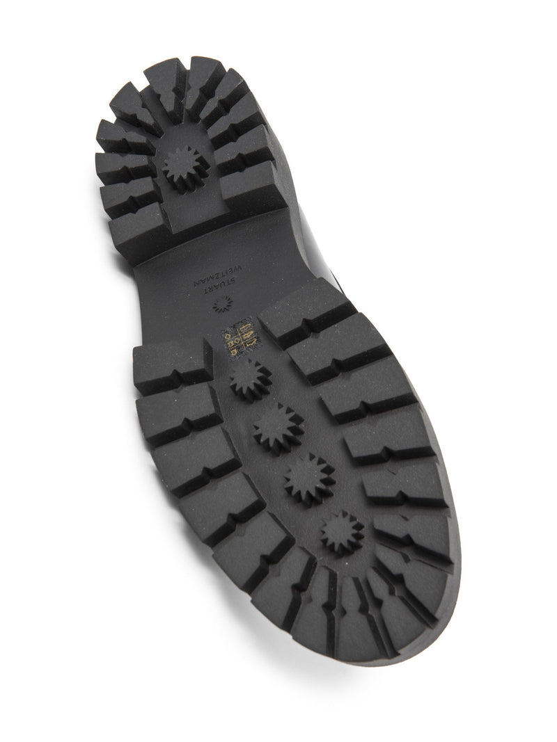Stuart Weitzman Patent Leather Gold Horsebit Platform Loafers Black-designer resale