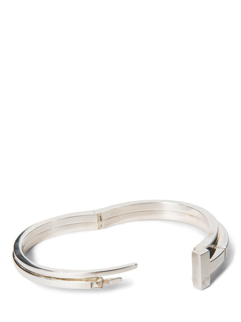 Tiffany & Co T1 Wide Diamond Sterling Silver Hinged Double Wrap Bracelet-designer resale