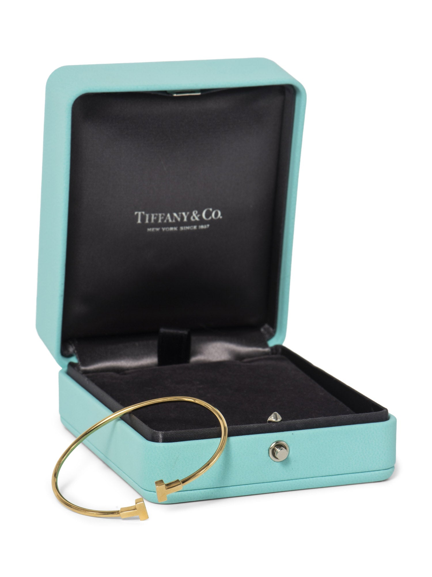 Tiffany & Co. 18K Gold T Logo Narrow Wire Bracelet