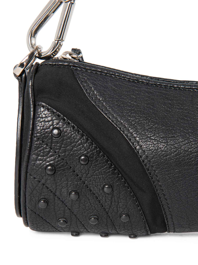 Tod's Logo Leather Studded Pochette Bag Black-designer resale