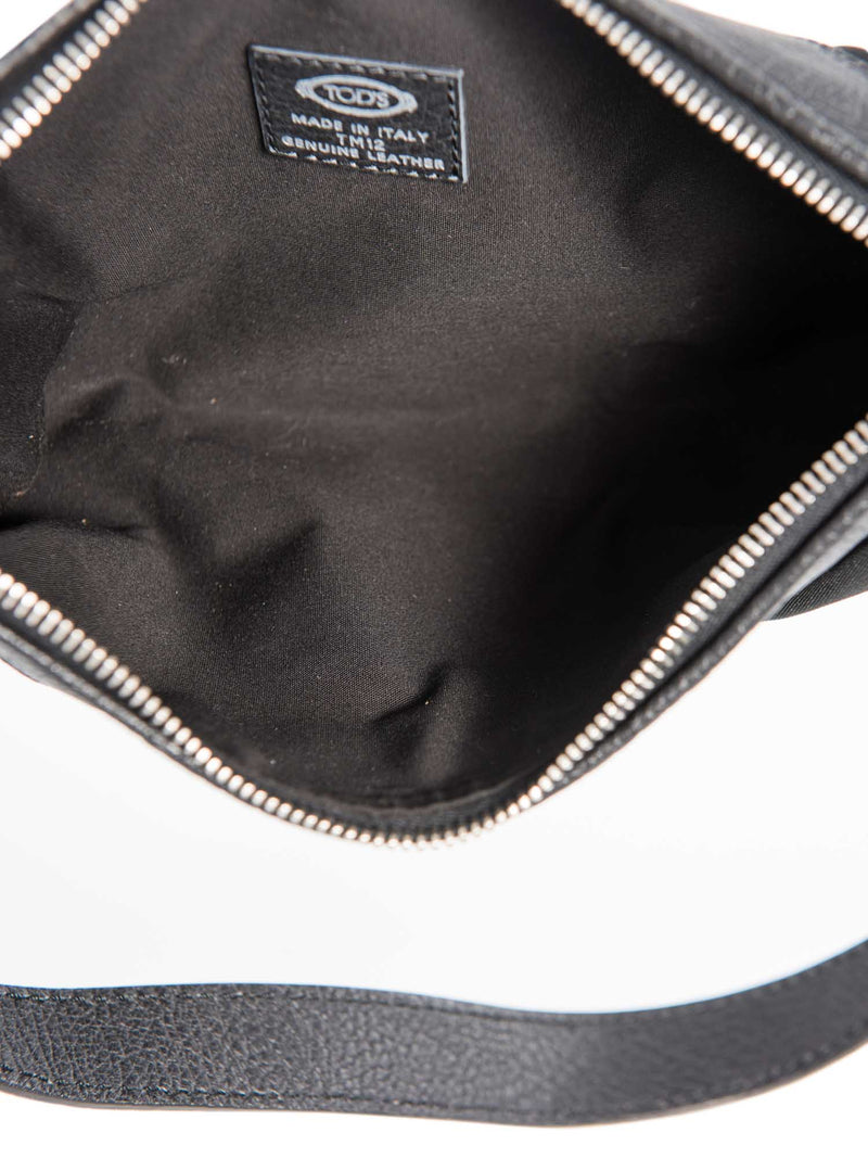 Tod's Logo Leather Studded Pochette Bag Black-designer resale