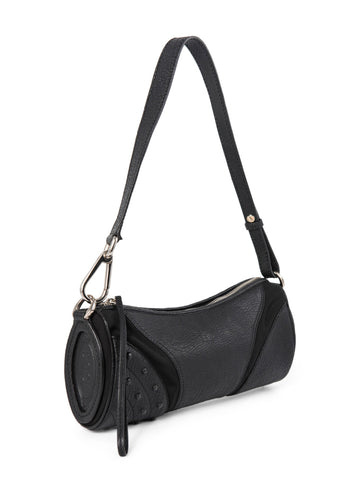 Tod's Logo Leather Studded Pochette Bag Black-designer resale