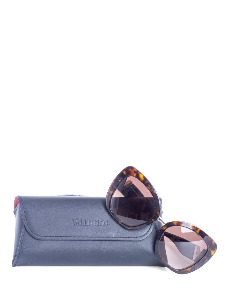 Valentino V Logo Tortoiseshell Cat Eye Sunglasses Brown Blue-designer resale