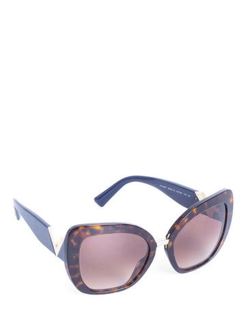 Valentino V Logo Tortoiseshell Cat Eye Sunglasses Brown Blue-designer resale