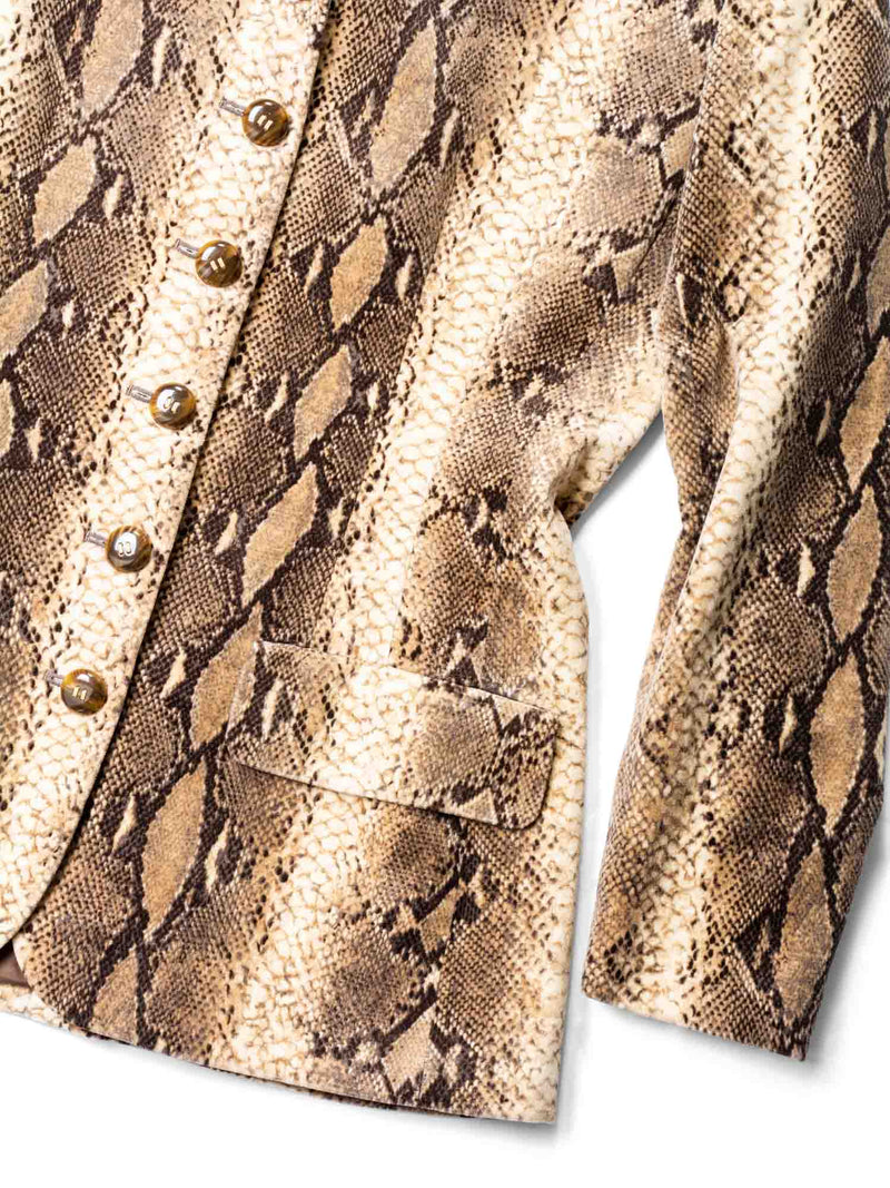 Valentino Velour Animal Print Jacket Brown-designer resale