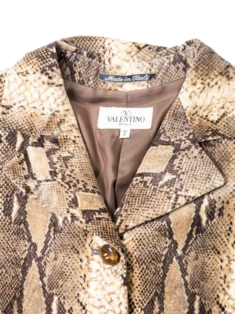 Valentino Velour Animal Print Jacket Brown-designer resale