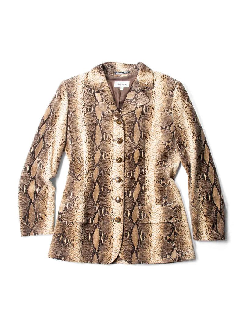 Valentino Velour Animal Print Jacket Brown-designer resale