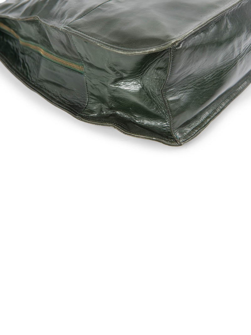 Valentino by Mario Vintage Leather Logo Zippered Hobo Bag with Wallet Green-designer resale