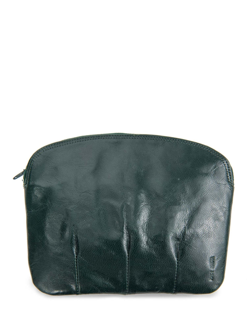 Valentino by Mario Vintage Leather Logo Zippered Hobo Bag with Wallet Green-designer resale