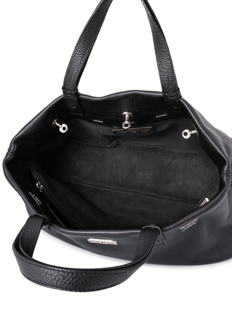 Vault First Edition Pebbled Leather Shopper Bag Black-designer resale