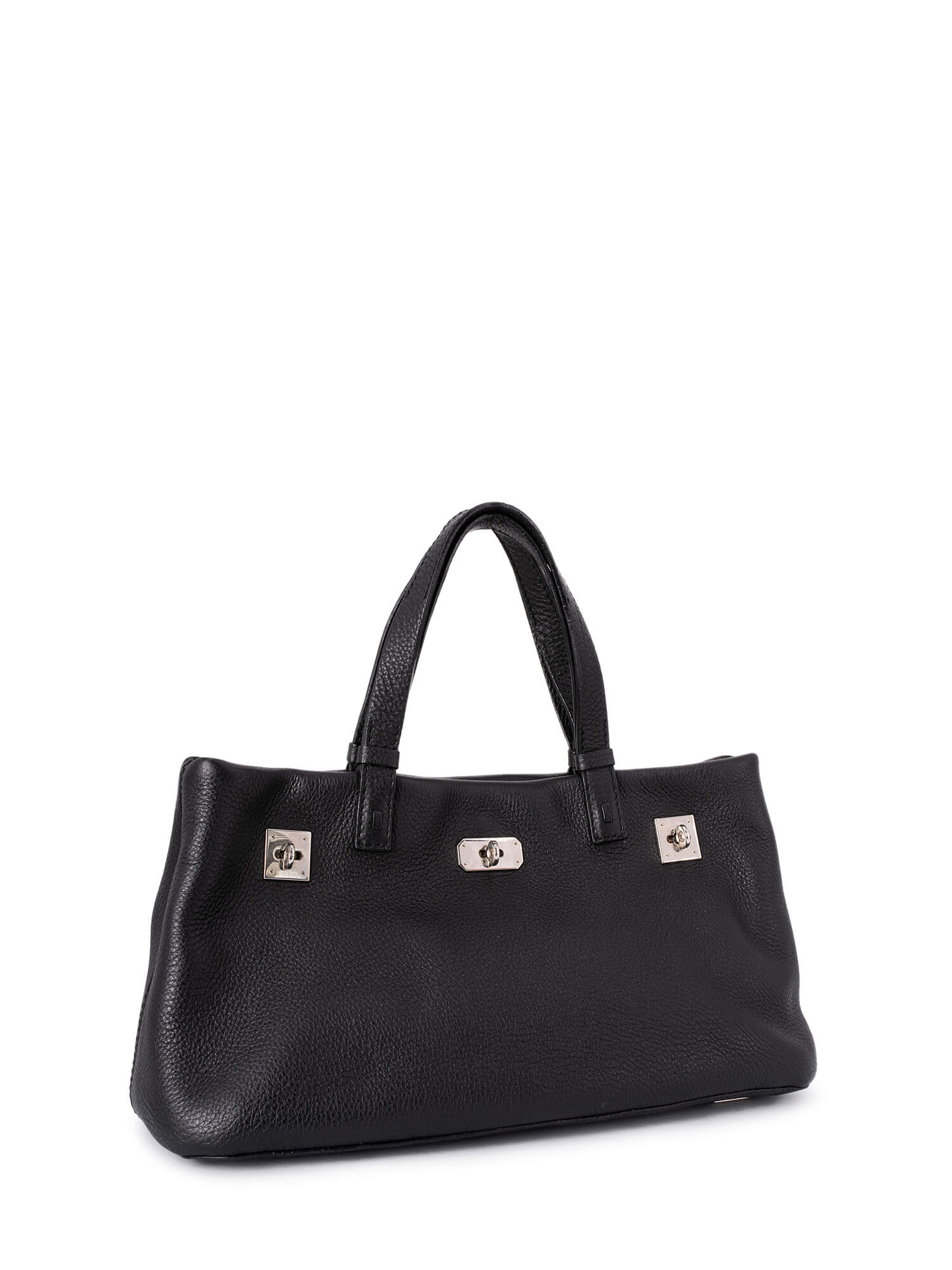 Vault First Edition Pebbled Leather Shopper Bag Black-designer resale