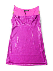 Versace Logo Sequins Sleeveless Mini Dress Pink