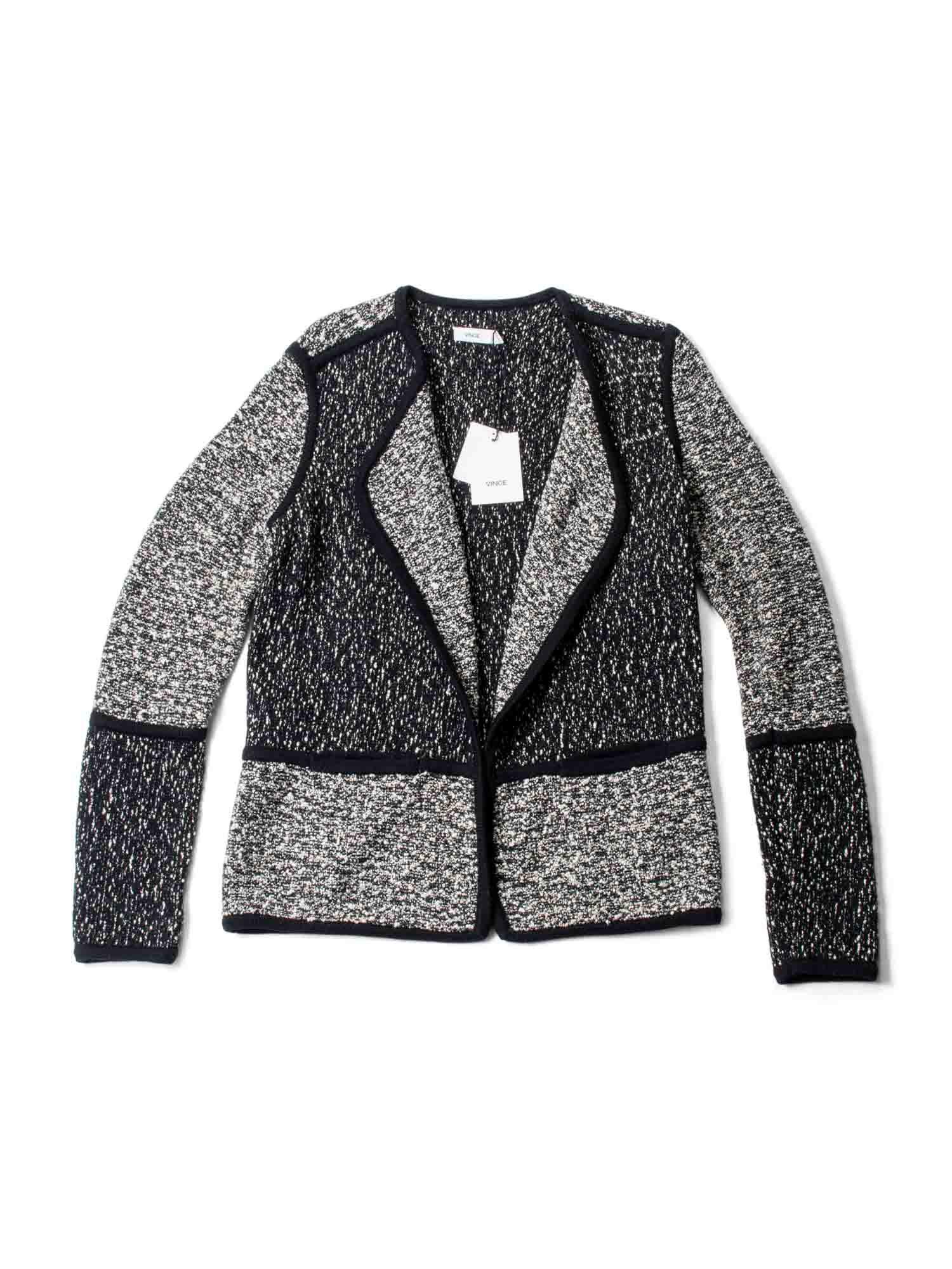 Vince Knitted Cardigan Black White-designer resale