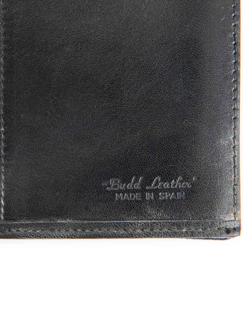 Vintage Shiny Crocodile Leather Horsebit Wallet Black Gold-designer resale