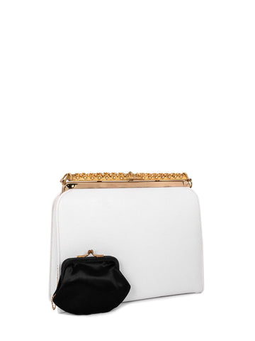Vintage Shiny Lizard Shoulder Bag White-designer resale