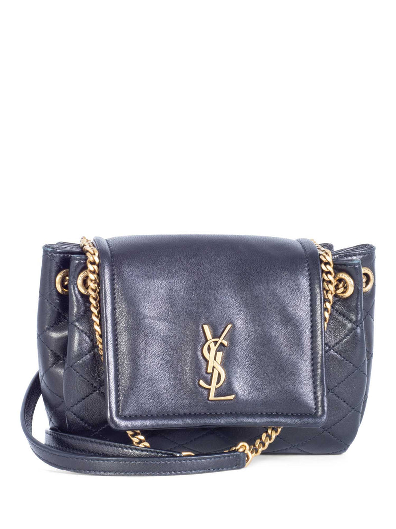 Auth Yves Saint Laurent Clutch Second Bag Pink Logo Gold YSL Leather Used