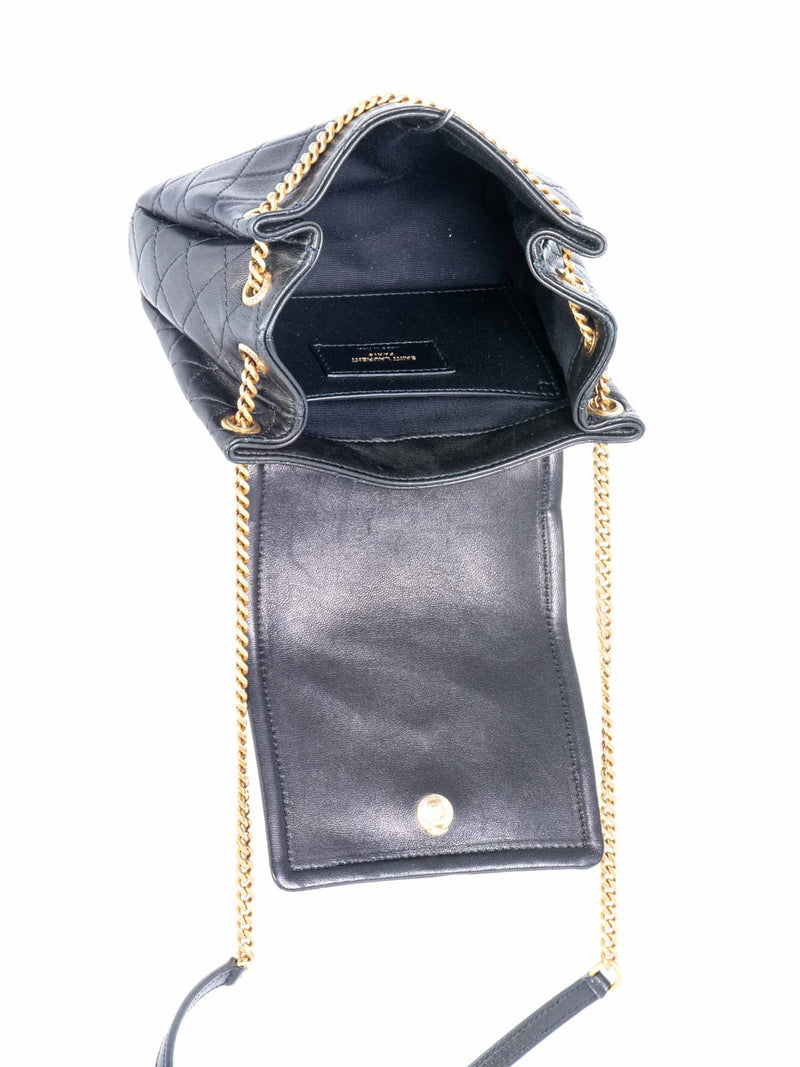 Yves Saint Laurent Leather Nolita Crossbody Bag Black Gold-designer resale