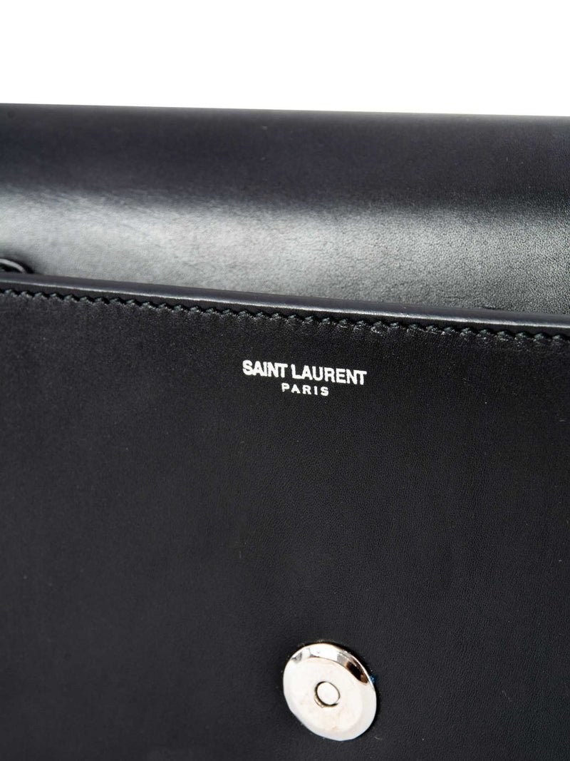 Yves Saint Laurent Leather Sac Betty Studded Clutch Black-designer resale