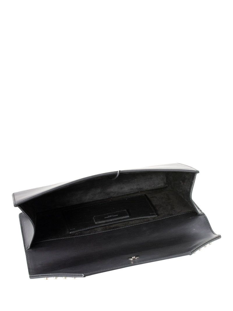 Yves Saint Laurent Leather Sac Betty Studded Clutch Black-designer resale