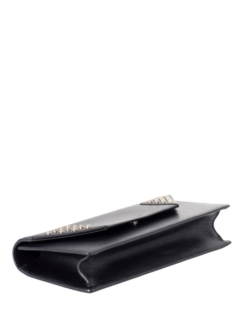 Yves Saint Laurent Leather Sac Betty Studded Clutch Black-designer resale