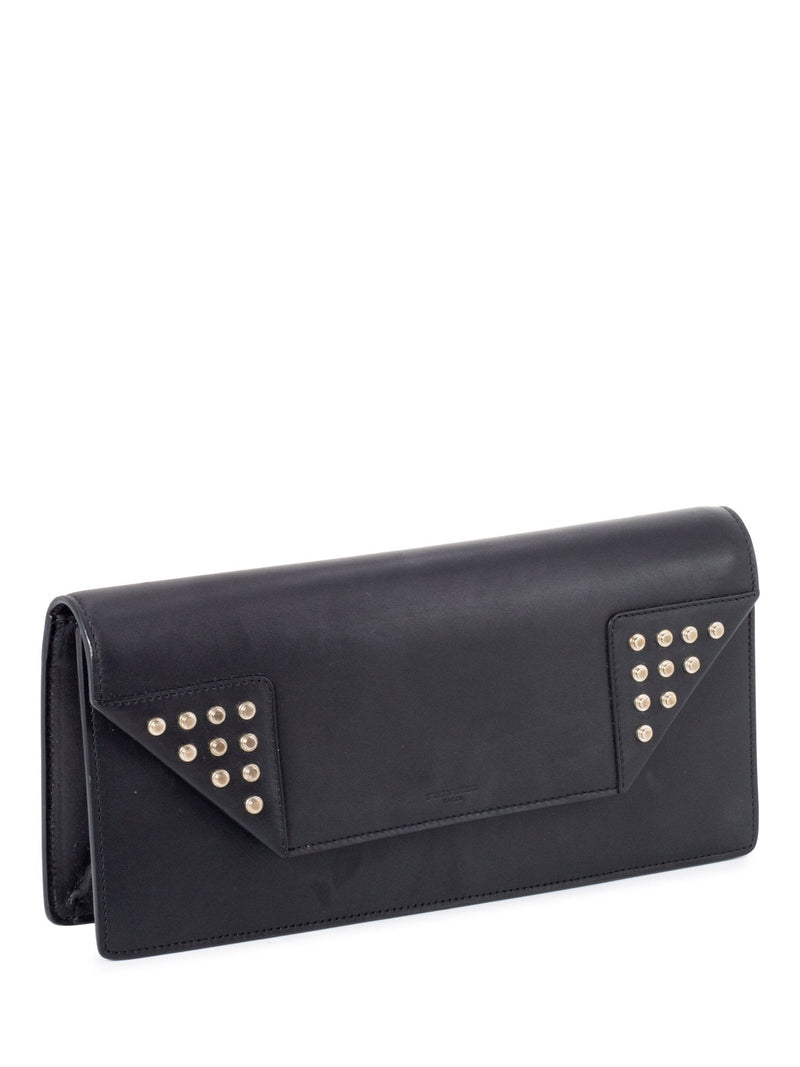 Yves Saint Laurent Leather Sac Betty Studded Clutch Black