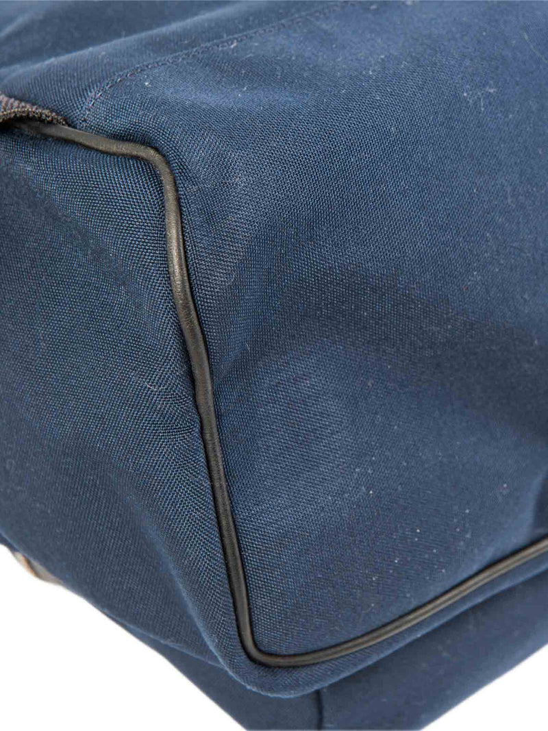 Yves Saint Laurent Logo Canvas Leather Large Backpack Navy Black-designer resale