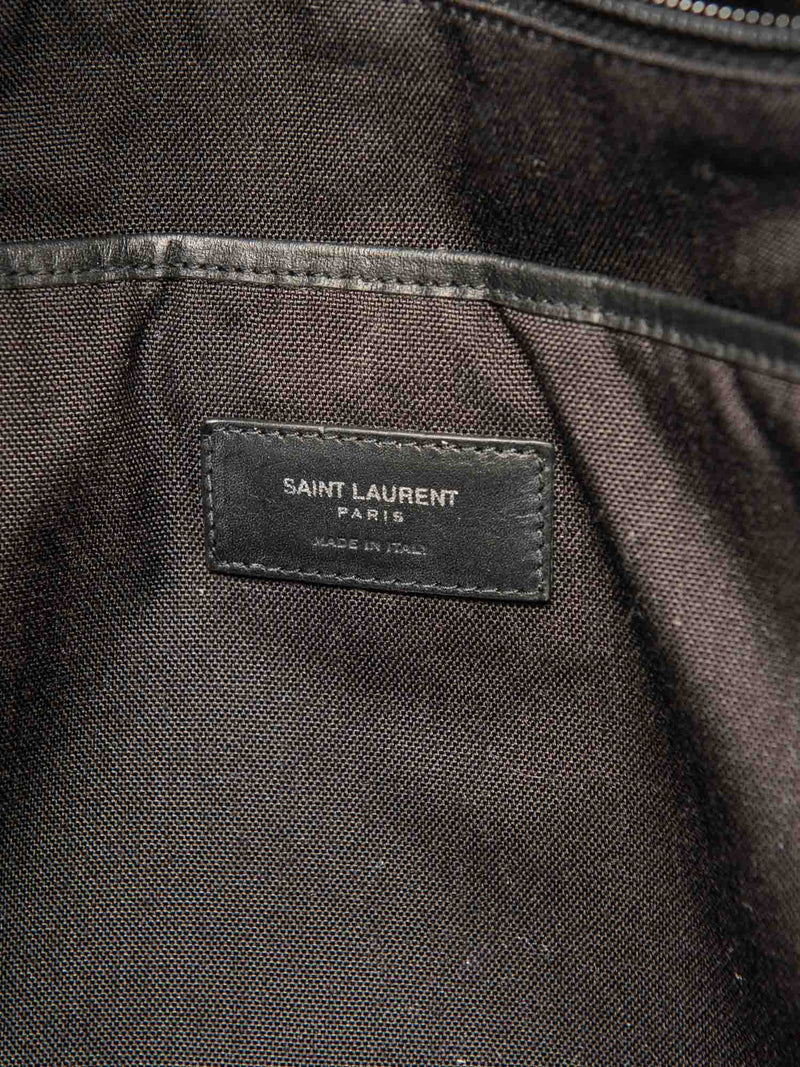 Yves Saint Laurent Logo Canvas Leather Large Backpack Navy Black-designer resale