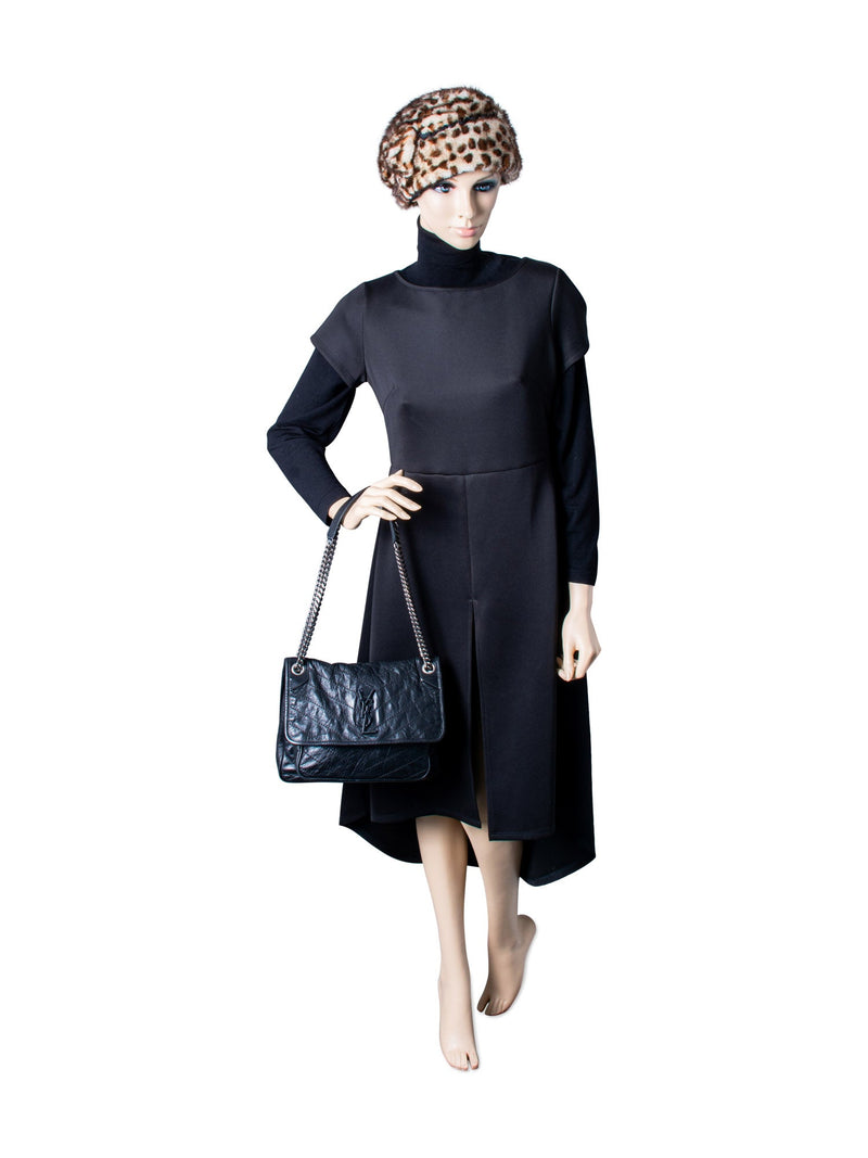 Yves Saint Laurent Logo Leather Flap Niki Bag Black-designer resale
