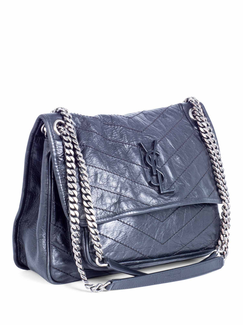 Yves Saint Laurent Logo Leather Flap Niki Bag Black-designer resale