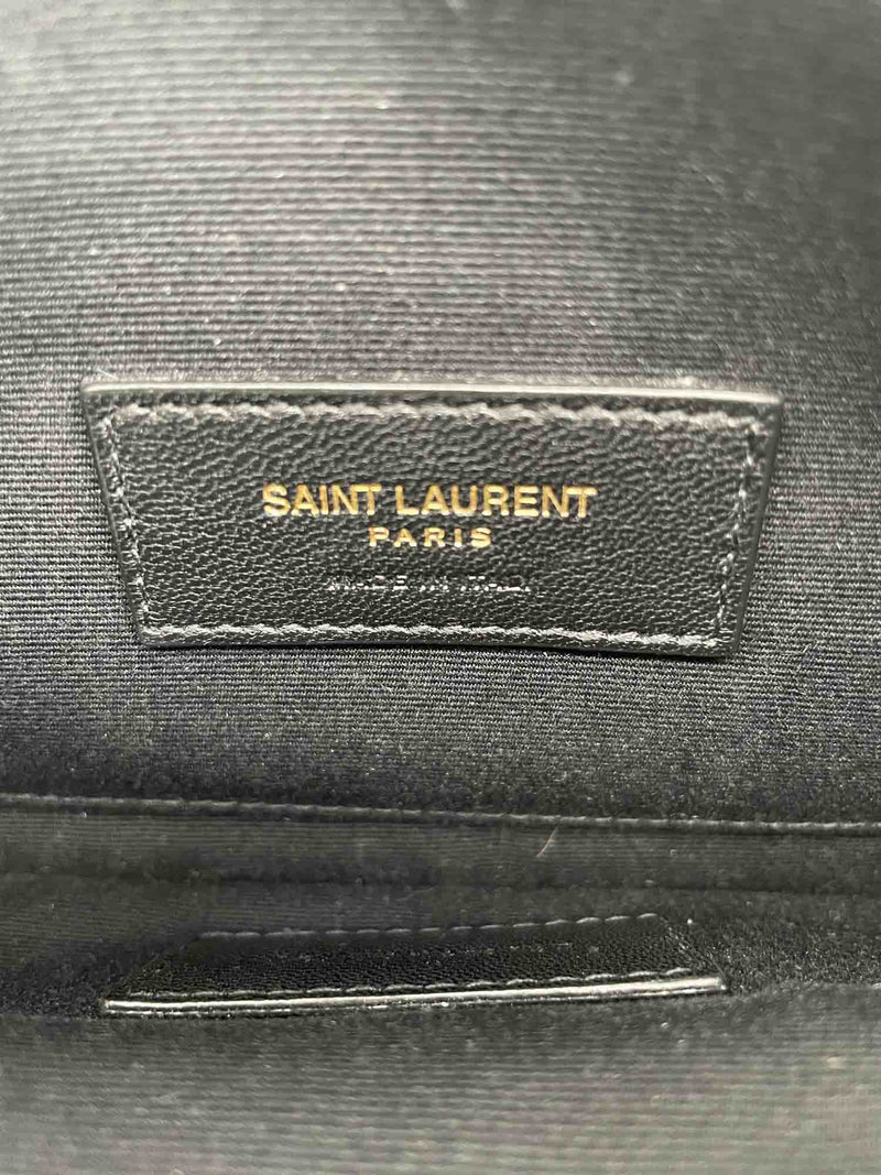 Yves Saint Laurent Logo Polkadot Clutch Black White-designer resale