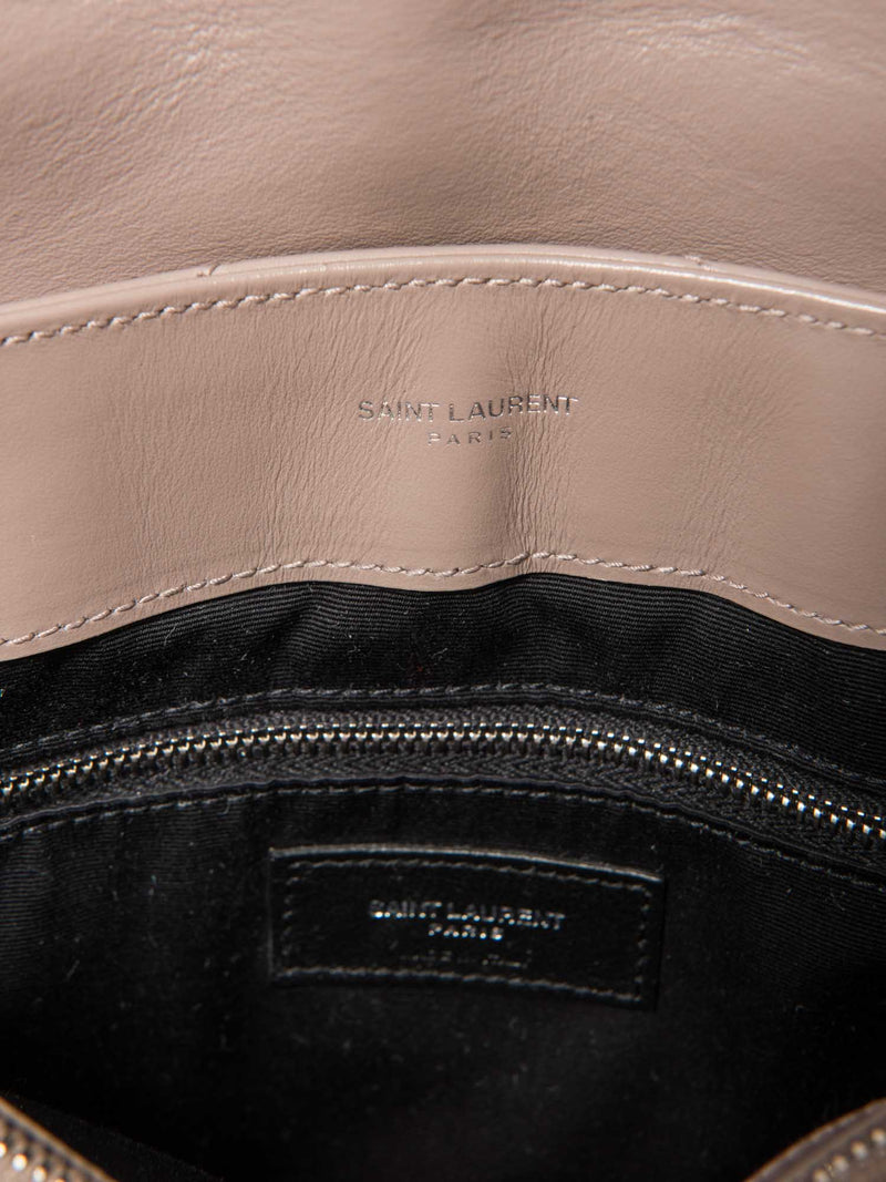 Yves Saint Laurent Logo Quilted Chevron Leather Medium