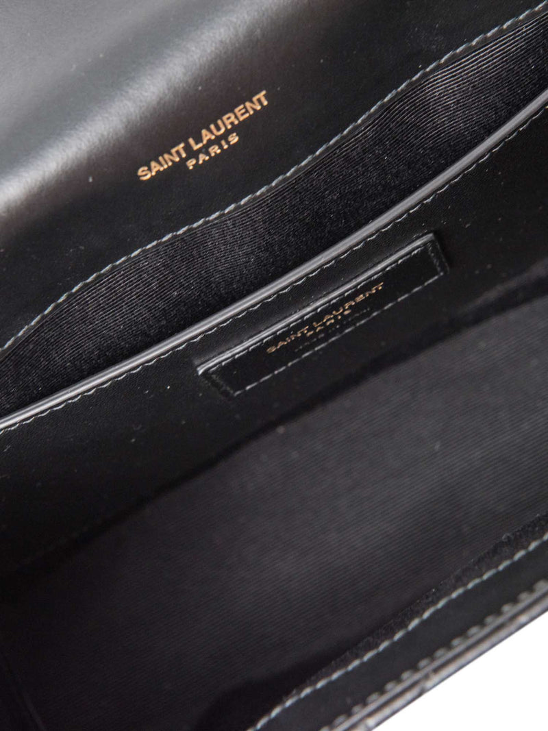 Yves Saint Laurent Logo Quilted Leather 24K Gold Plated Messenger Bag Black-designer resale