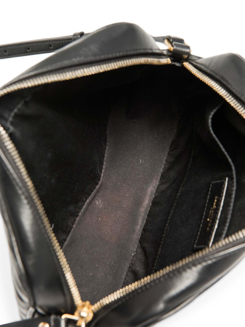 Yves Saint Laurent Logo Quilted Leather Medium Lou Camera Bag Black-designer resale