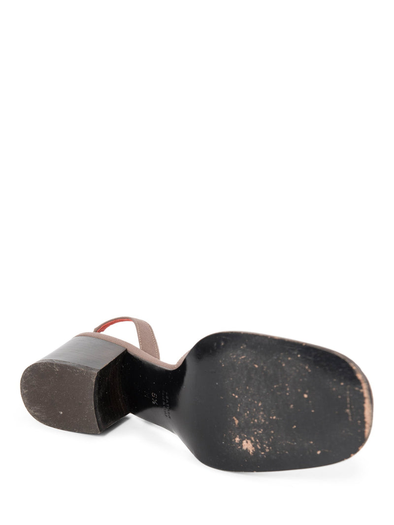Yves Saint Laurent Slingback Block Heel Shoes Taupe-designer resale