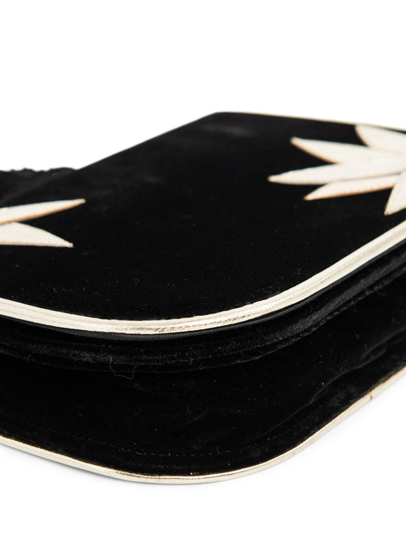 Yves Saint Laurent Velvet Tassel Messenger Bag Black Gold-designer resale