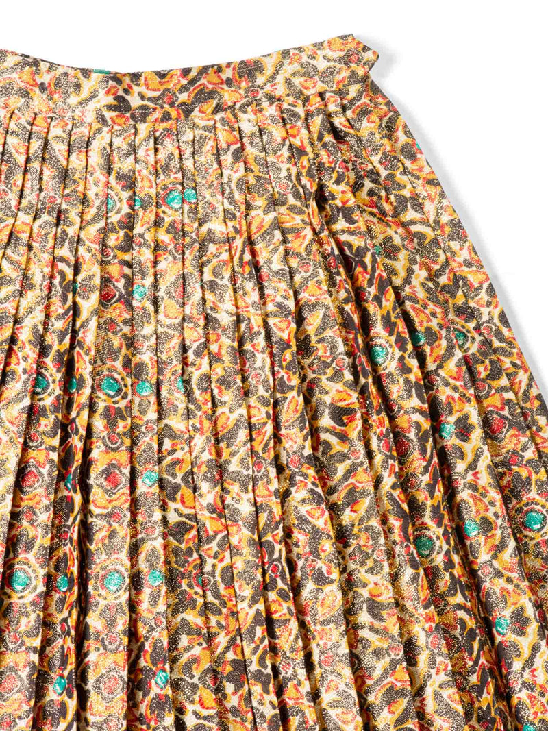 Yves Saint Laurent Vintage Pleated Lurex Maxi Skirt Multicolor-designer resale