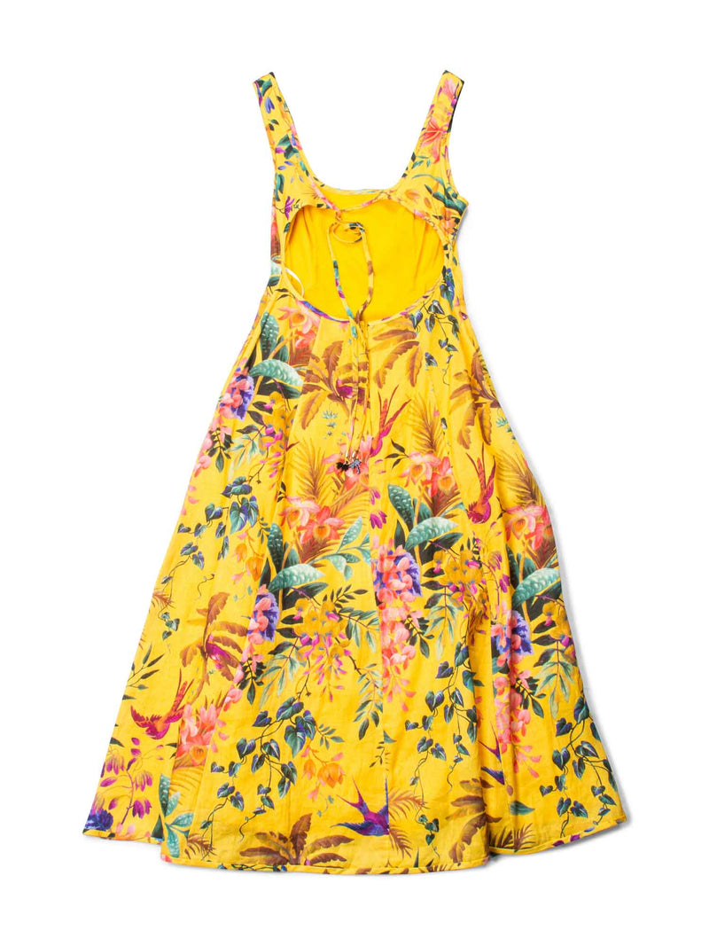Zimmerman Linen Open Back Floral Midi Dress Multicolor-designer resale