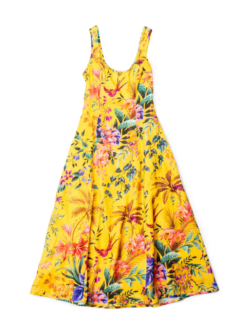 Zimmerman Linen Open Back Floral Midi Dress Multicolor Zimmerman Linen Open Back Floral Midi Dress Multicolor