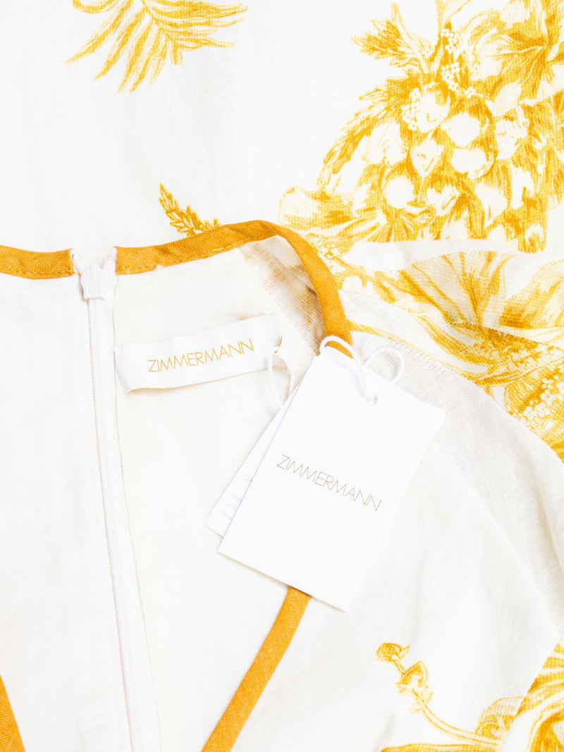 Zimmerman Linen Puff Sleeve Day Mini Dress Cream Yellow Zimmerman Linen Puff Sleeve Day Mini Dress Cream Yellow